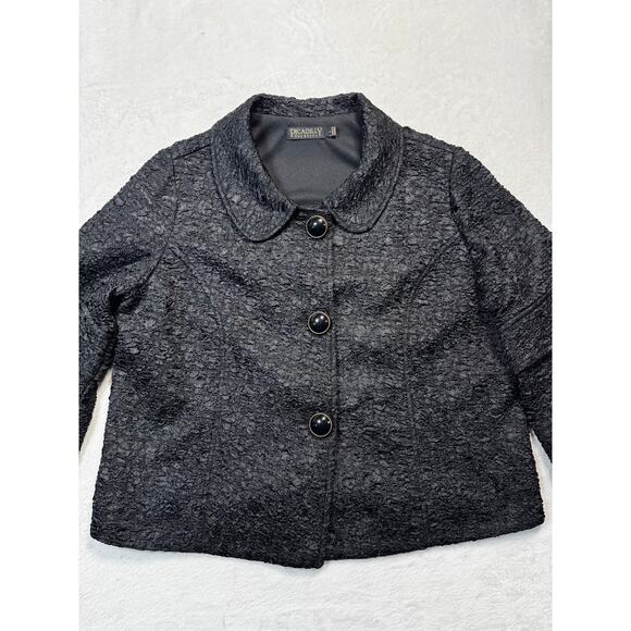 VTG Picadilly Lightweight Jacket Zip Up High Neck Sz Lg Black - Picture 1 of 12